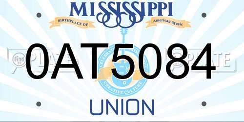 0AT5084 Mississippi License Plate