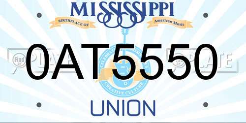0AT5550 Mississippi License Plate