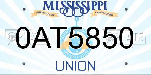 0AT5850 Mississippi License Plate