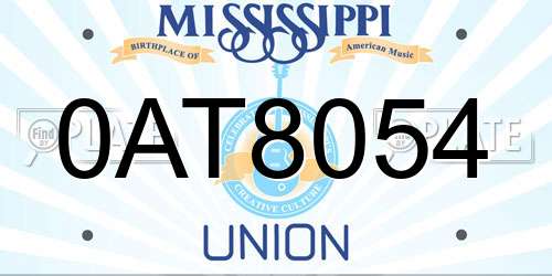 0AT8054 Mississippi License Plate
