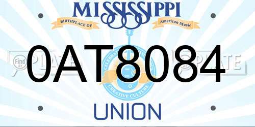 0AT8084 Mississippi License Plate