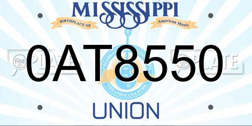0AT8550 Mississippi License Plate