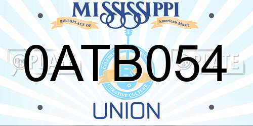 0ATB054 Mississippi License Plate