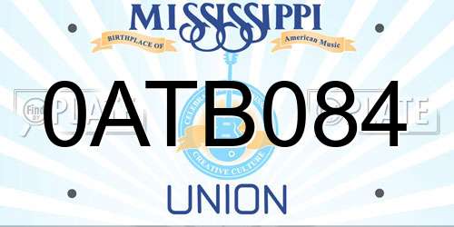 0ATB084 Mississippi License Plate