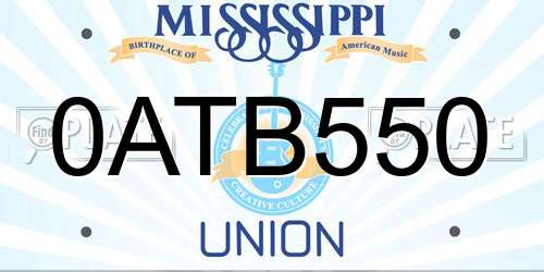 0ATB550 Mississippi License Plate
