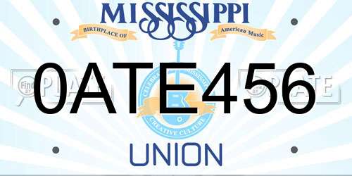0ATE456 Mississippi License Plate
