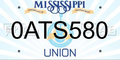 0ATS580 Mississippi License Plate