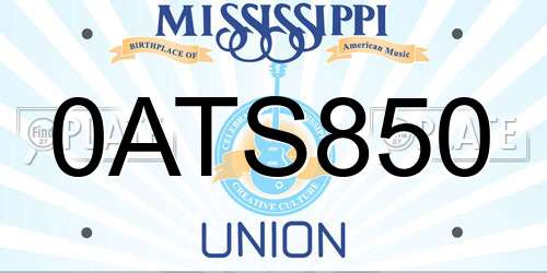 0ATS850 Mississippi License Plate