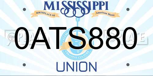 0ATS880 Mississippi License Plate