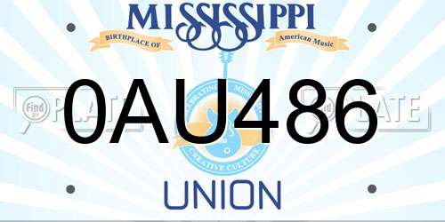 0AU486 Mississippi License Plate