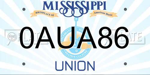 0AUA86 Mississippi License Plate