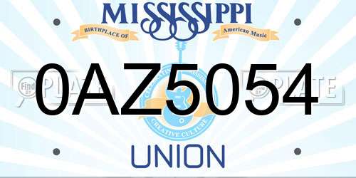 0AZ5054 Mississippi License Plate
