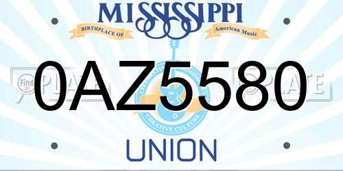 0AZ5580 Mississippi License Plate