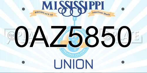 0AZ5850 Mississippi License Plate