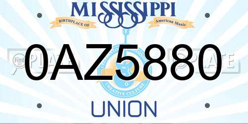 0AZ5880 Mississippi License Plate