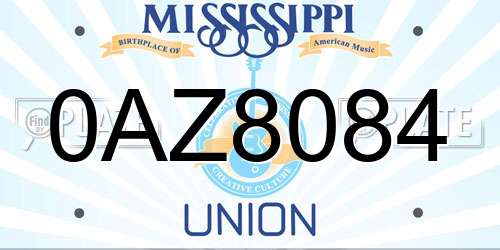 0AZ8084 Mississippi License Plate