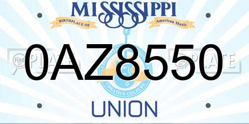 0AZ8550 Mississippi License Plate