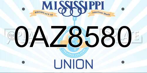 0AZ8580 Mississippi License Plate