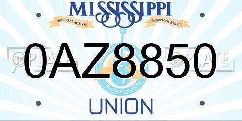 0AZ8850 Mississippi License Plate