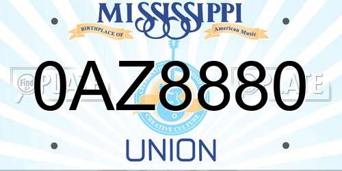 0AZ8880 Mississippi License Plate