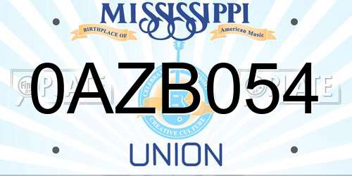 0AZB054 Mississippi License Plate