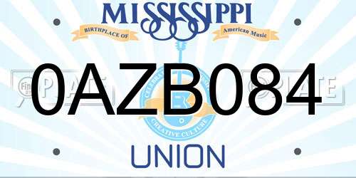 0AZB084 Mississippi License Plate