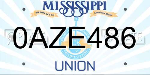 0AZE486 Mississippi License Plate