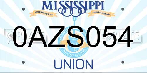 0AZS054 Mississippi License Plate