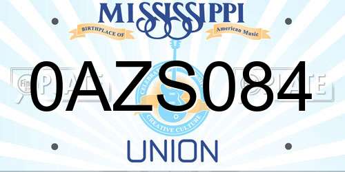 0AZS084 Mississippi License Plate