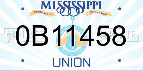 0B11458 Mississippi License Plate
