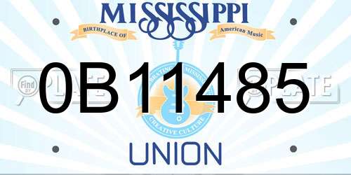 0B11485 Mississippi License Plate