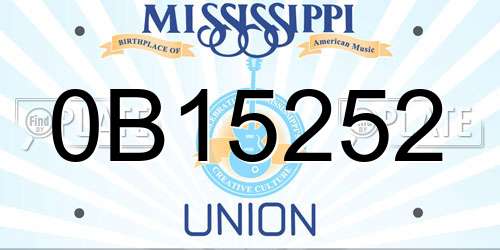 0B15252 Mississippi License Plate