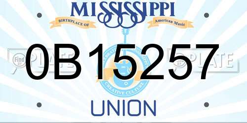 0B15257 Mississippi License Plate