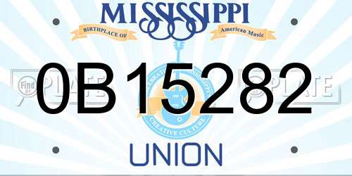 0B15282 Mississippi License Plate