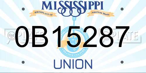 0B15287 Mississippi License Plate