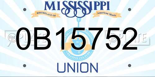 0B15752 Mississippi License Plate