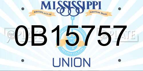 0B15757 Mississippi License Plate