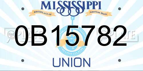0B15782 Mississippi License Plate