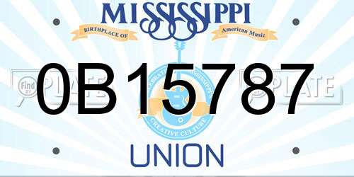 0B15787 Mississippi License Plate