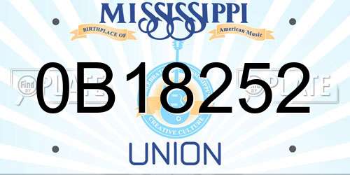 0B18252 Mississippi License Plate
