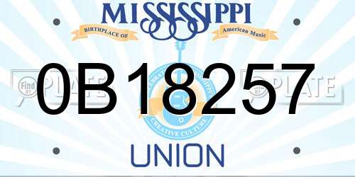 0B18257 Mississippi License Plate