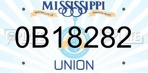 0B18282 Mississippi License Plate