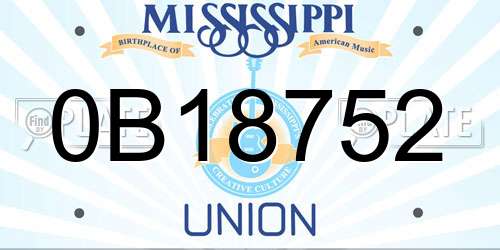 0B18752 Mississippi License Plate