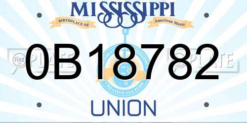0B18782 Mississippi License Plate