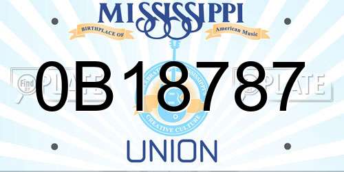 0B18787 Mississippi License Plate