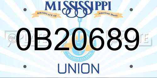 0B20689 Mississippi License Plate