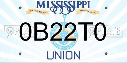 0B22T0 Mississippi License Plate