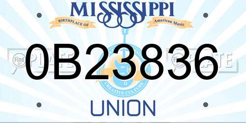 0B23836 Mississippi License Plate