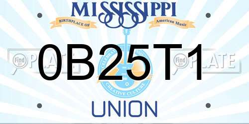 0B25T1 Mississippi License Plate