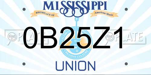 0B25Z1 Mississippi License Plate